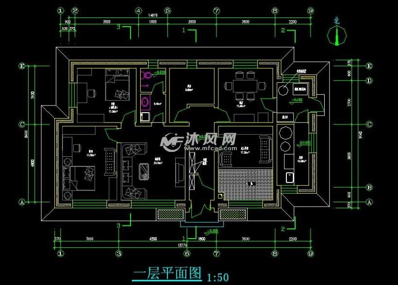 新农村单家独院一层建筑院落布置平面图