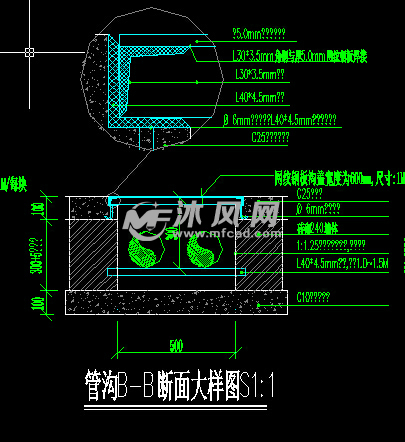 v详图管沟详图断面图纸-cad给排水节点下载cad图纸90度图片