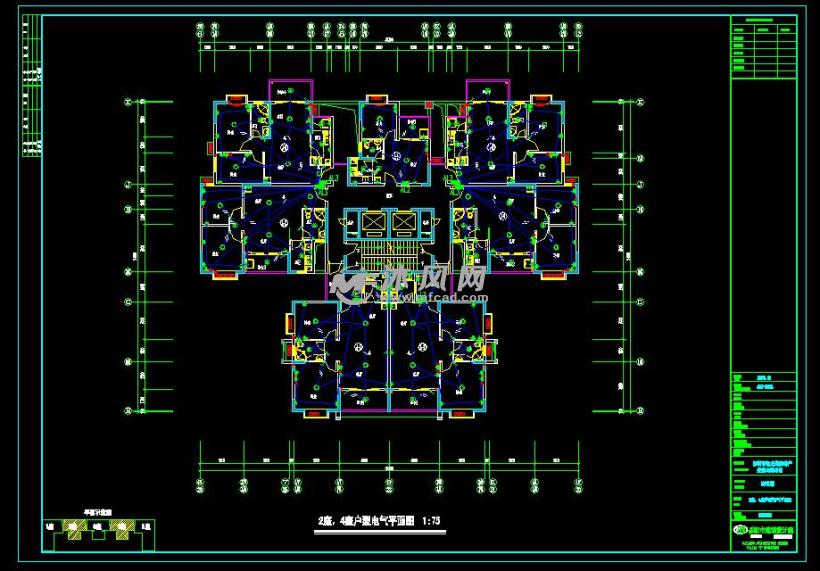 龙华商住楼-户型布置电气平面图 - AutoCAD住