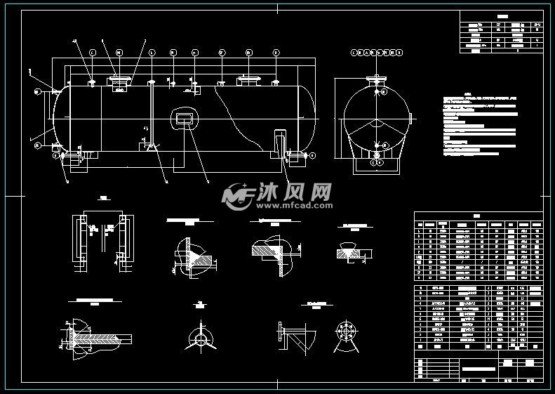 40立方米液化石油气储罐装配图 autocad化工环保设备图纸下载