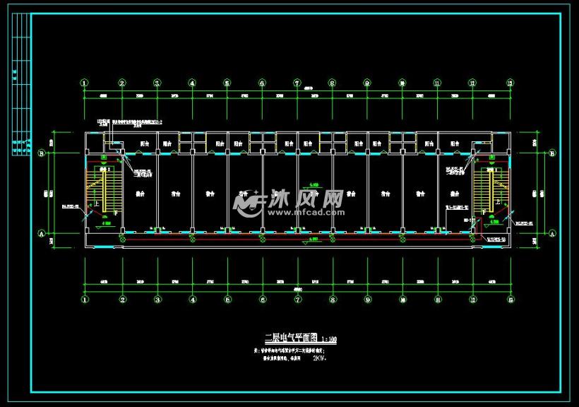 五层学生宿舍楼室内电气施工设计图 - AutoCA