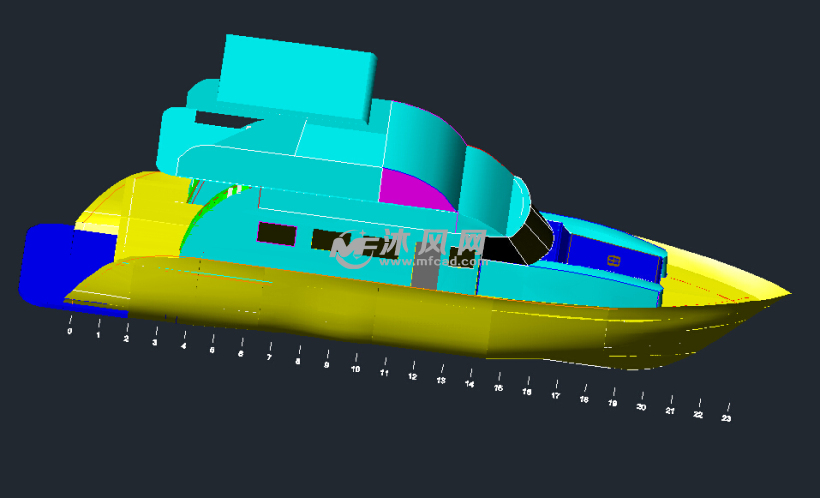 cad快艇外观模型 - autocad船舶机械图纸下载 - 沐风图纸