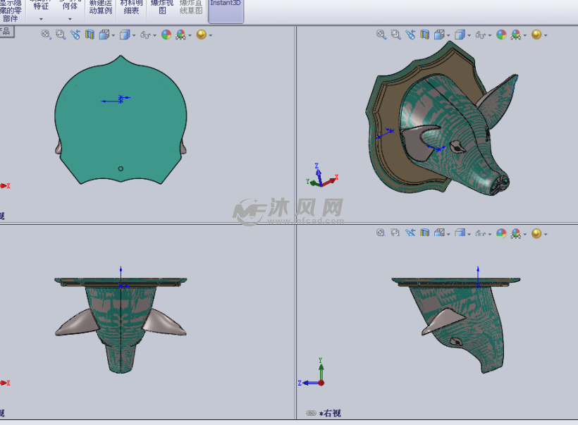 我是可爱的小猪头设计模型三视图