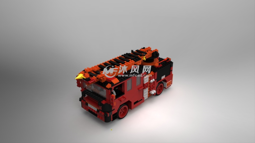 lego玩具拼图之消防车设计模型 - solidworks玩