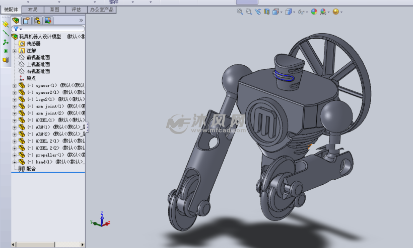 简易玩具机器人设计模型 - solidworks玩具公仔类模型下载 - 沐风图纸