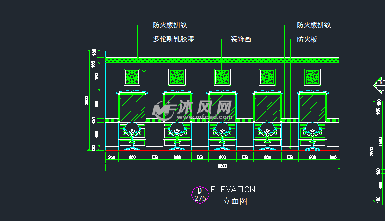 美容美发店立面及服装店橱窗cad立面施工设计