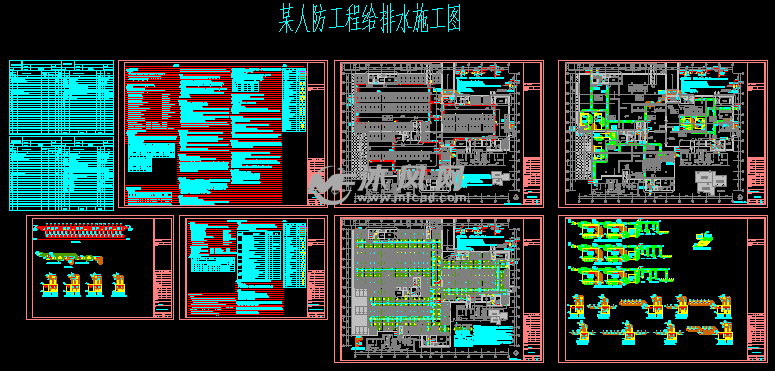 某人防工程给排水施工图-4800平8张CAD图 -