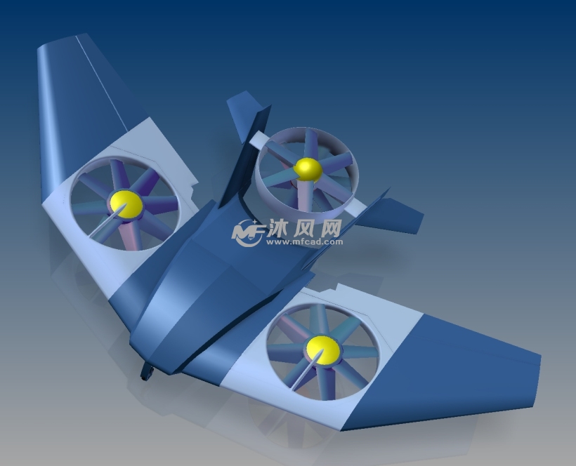 可变形概念无人机stp模型 - solidworks军工用品