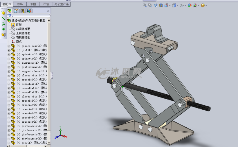 丝杠传动的千斤顶设计模型 - solidworks机械设备模型