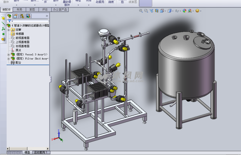 (管道)详解的过滤器设计模型 - solidworks机械设备