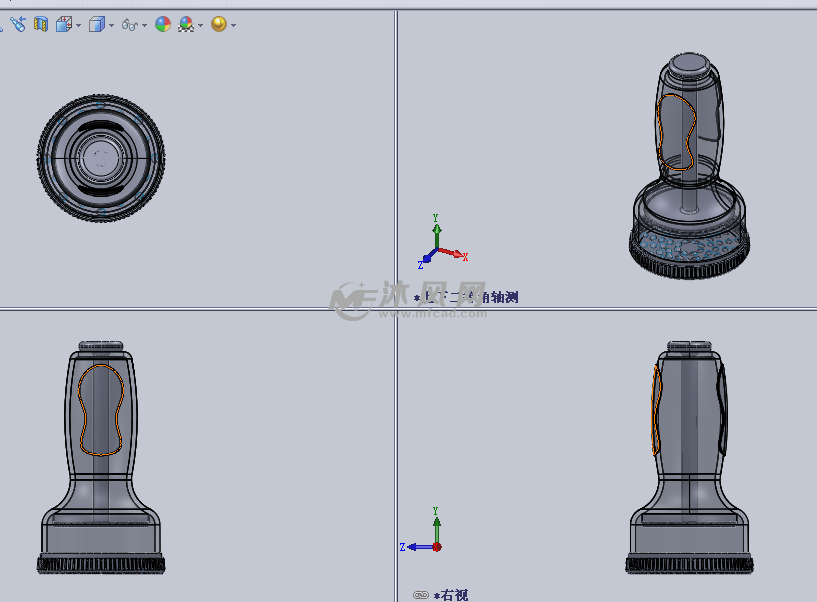 3d打印的水果粉碎机设计模型三视图