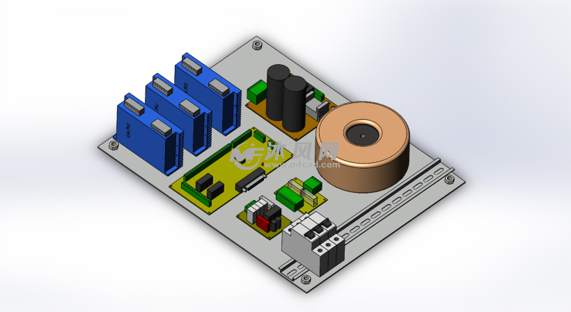 电源箱cnc控制电路板设计模型 solidworks电气设备及元件模型下载