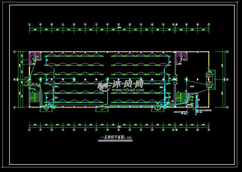 三层厂房消防照明电气设计平面图及系统图 - A