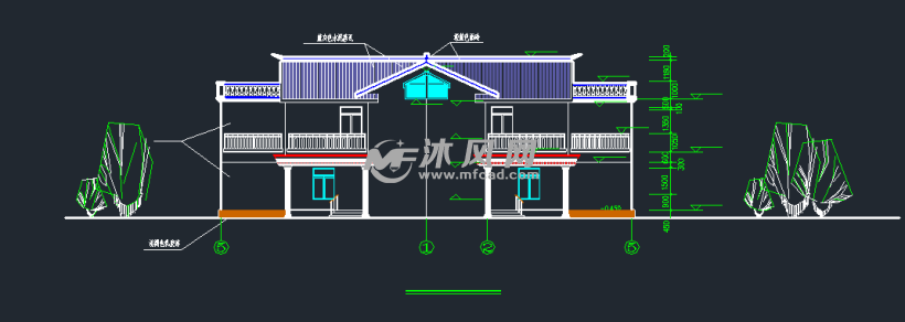 三开间全套自建意思别墅cad施工图-AutoCAD图纸什么农村旋转图片