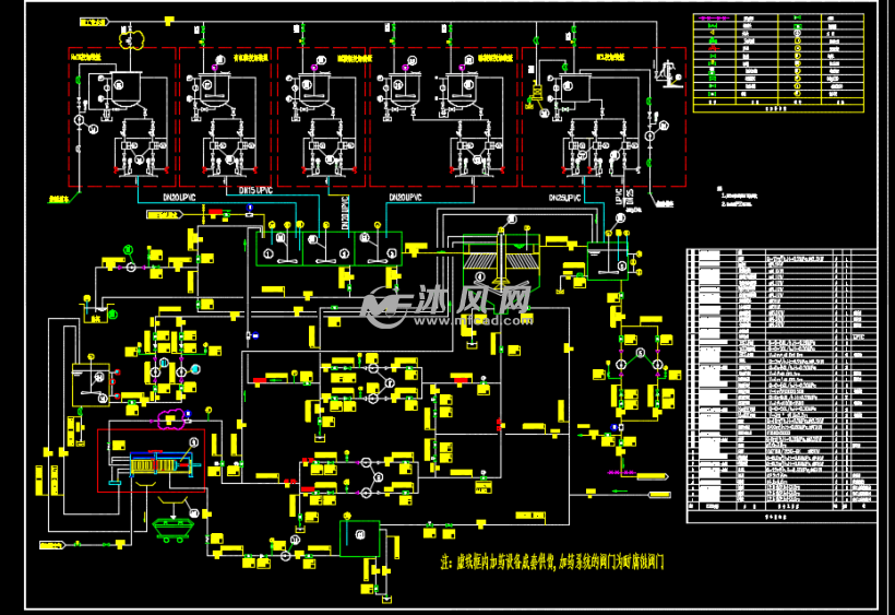 电厂脱硫项目流程图 - AutoCAD化工环保设备图
