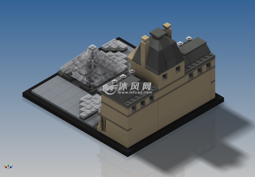 乐高建筑之卢浮宫设计模型 - solidworks玩具公