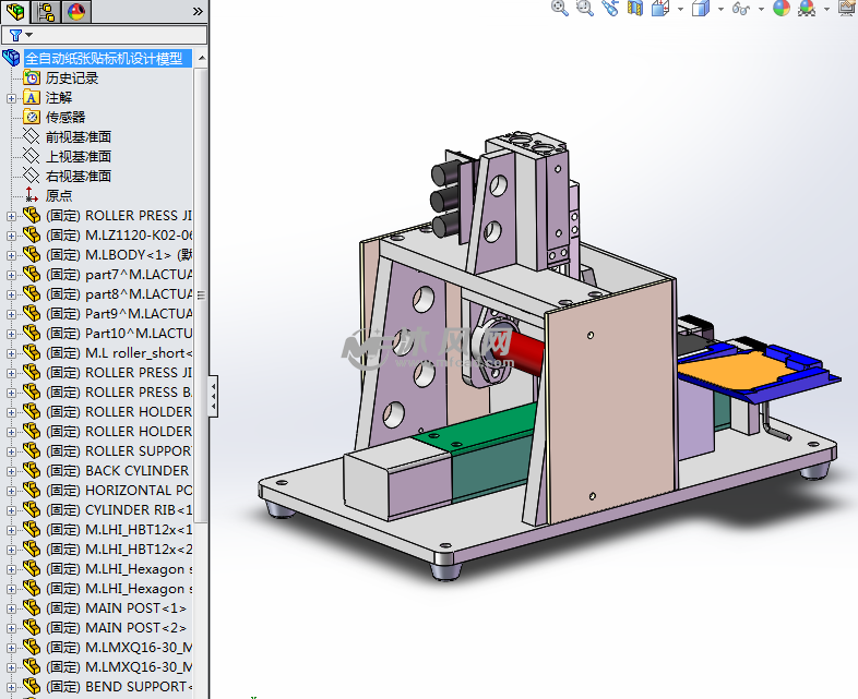 全自动纸张贴标机设计模型 - solidworks机械设