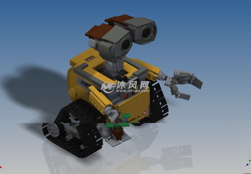 机器人WALL-E瓦力手持花盆乐高模型 - solidw
