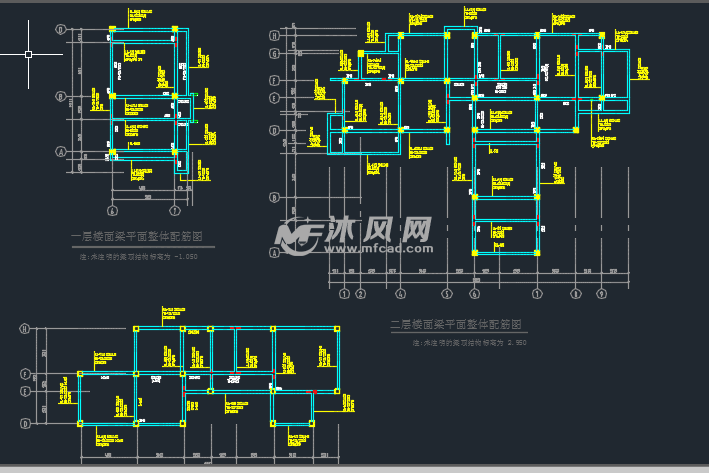 二层新颖时尚单体别墅带平台,车库房屋建筑施工图(平面cad 结构cad