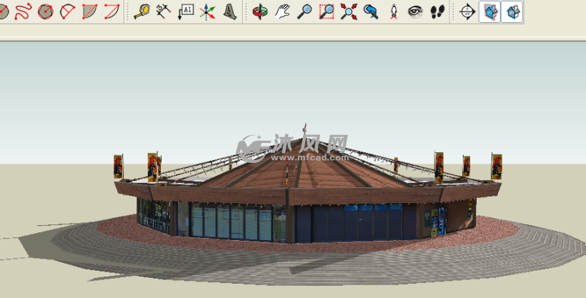 构造模型式的建筑-sketchup旋转建筑木马-沐网易cad图纸图片