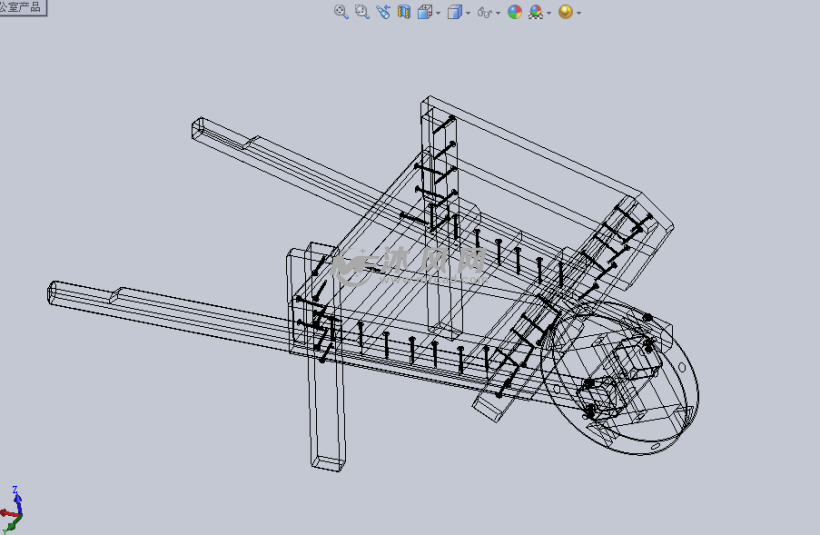 木质独轮车设计模型线性结构图