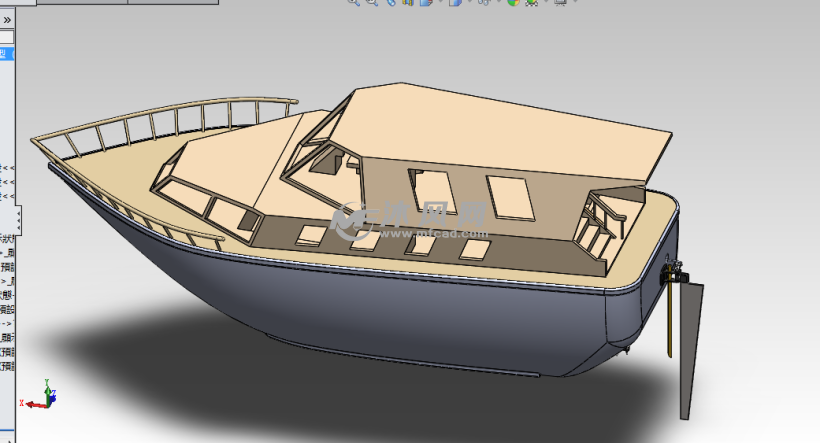 汪洋中的一条小船设计模型 - solidworks生活用
