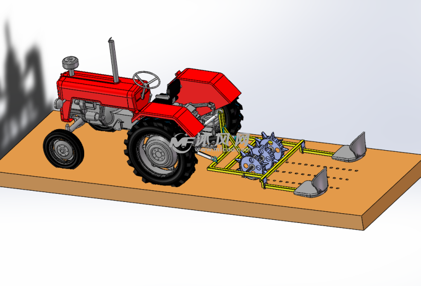 大蒜种植农业耕地种植拖拉机模型 - solidworks