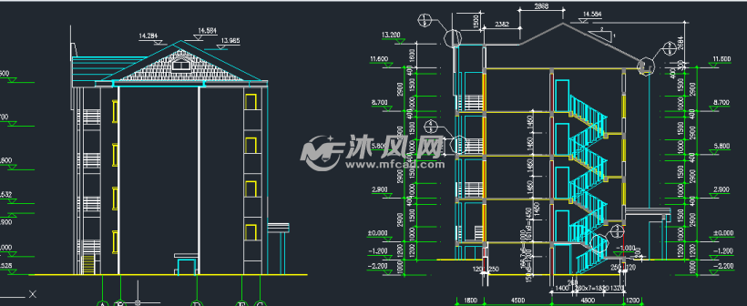 全套国外多层及跃层住宅楼cad施工图纸