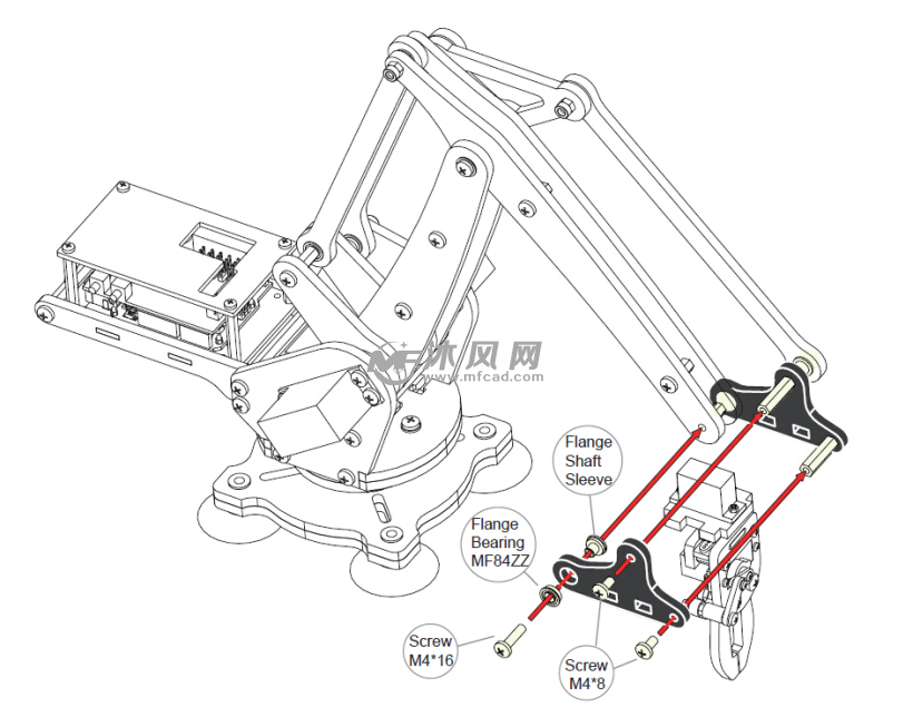 微型四轴并联机构的机器人手臂 - solidworks机