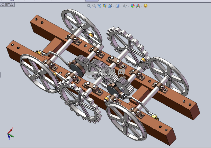 齿轮传动机制拖车底盘设计模型 - solidworks机械设备