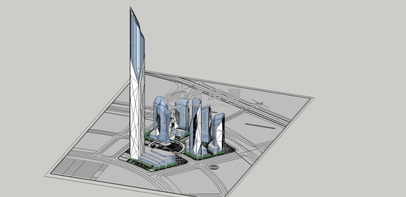 超高层办公楼SU模型 - sketchup商业模型下载