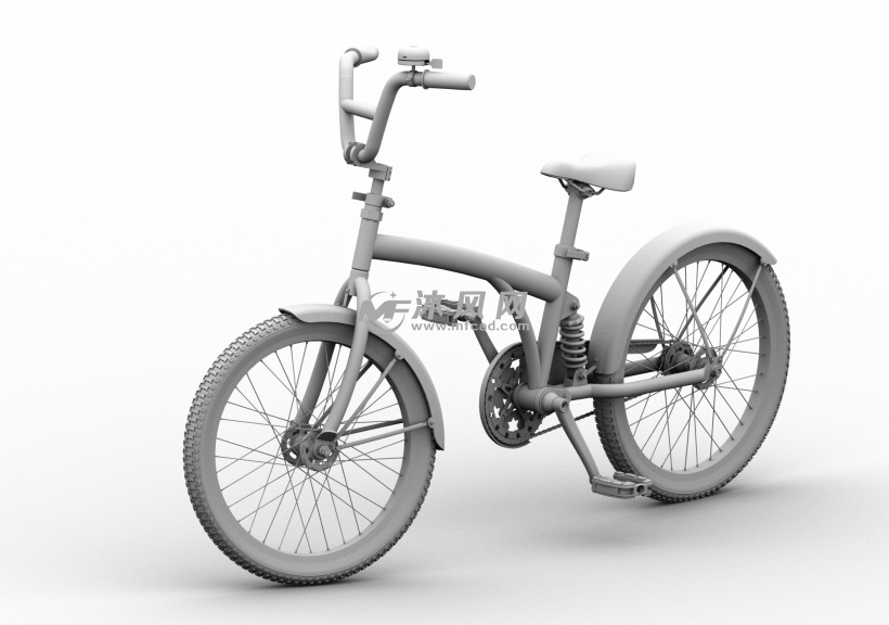 自行车渲染效果自行车爆炸图绿色渲染图纸描述这个模型采用solidworks