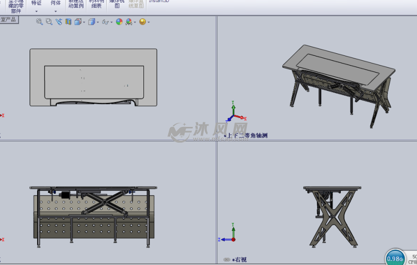 可折叠可调的桌子设计模型三视图