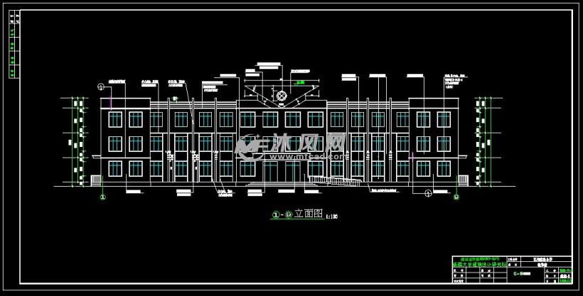 三层新疆大学教学楼建筑施工设计图