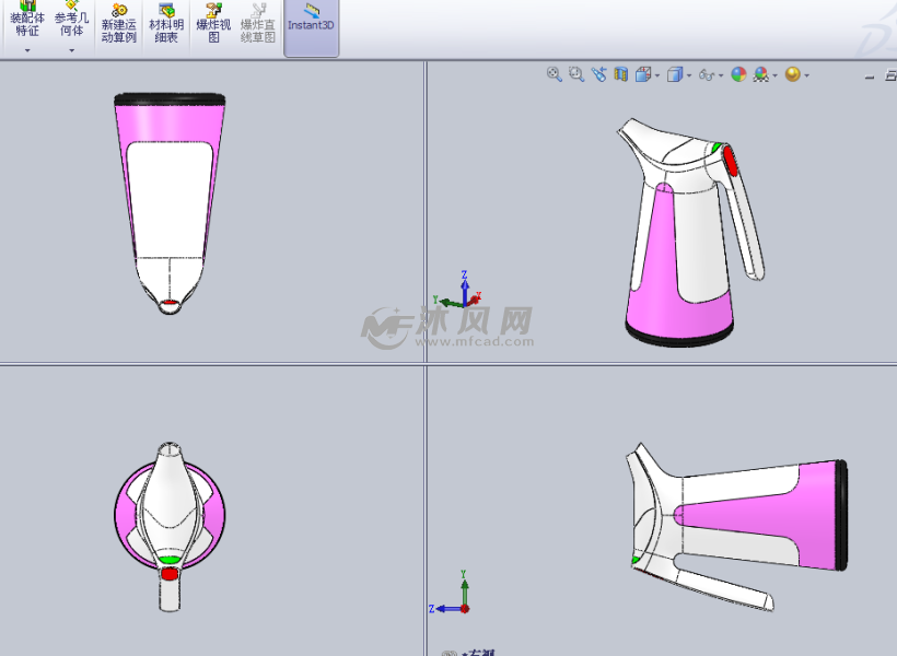 美观加热水壶设计模型三视图