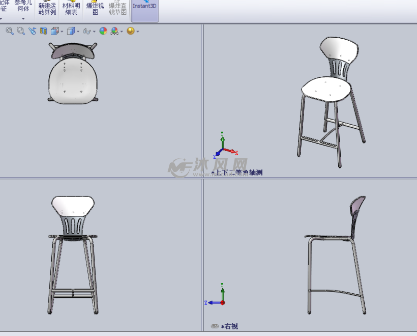 靠背座椅设计模型三视图