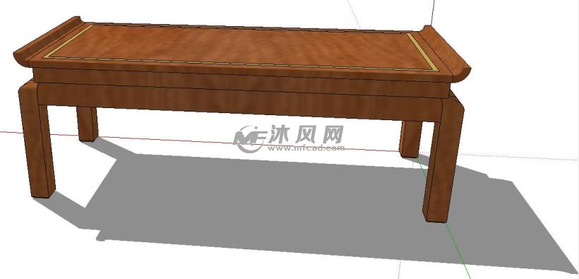 中式古代书桌台案su模型