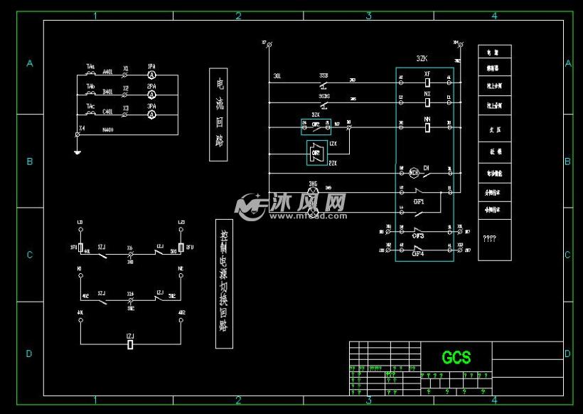 联络柜二次原理图 - autocad电气原理图纸下载 - 沐风图纸
