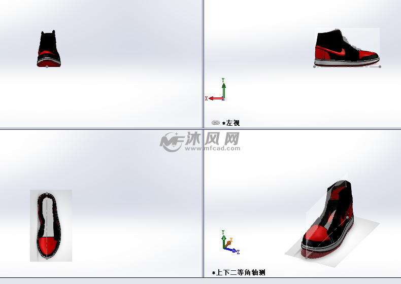 耐克运动鞋模型三视图