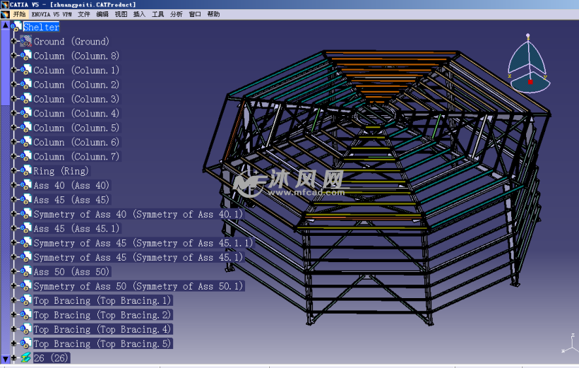 水泥筒仓钢结构(catia)设计模型