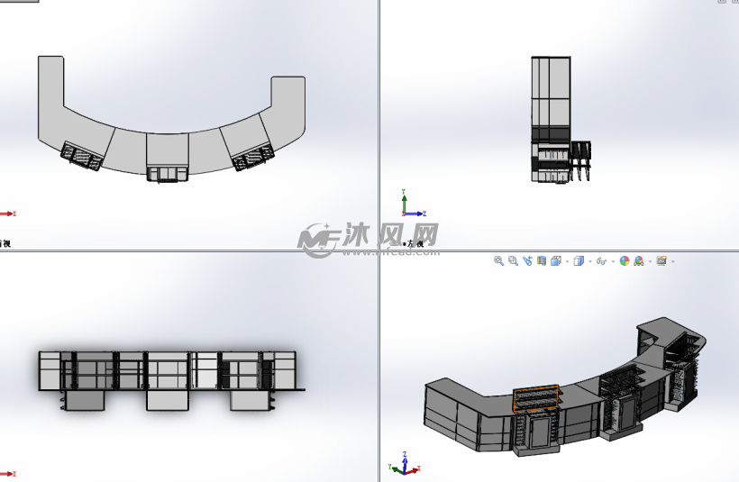 商场销售柜台设计模型三视图