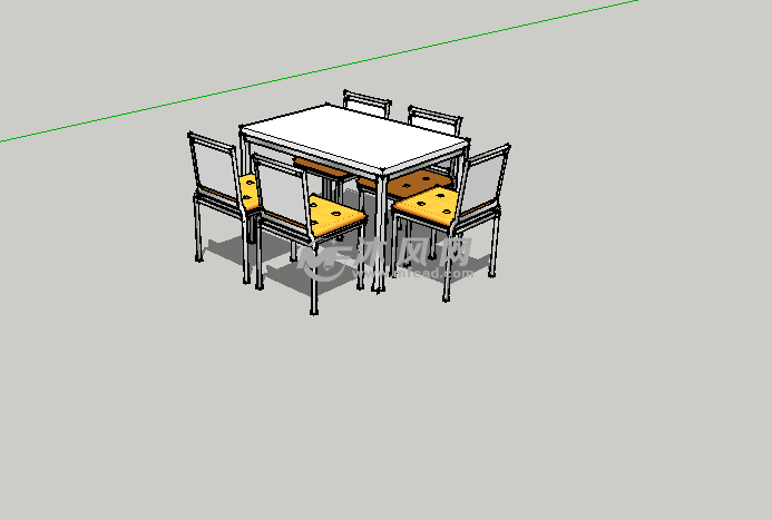 白色大型餐桌 - sketchup室内家具模型 - 沐风图纸