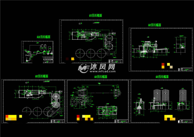 粉煤灰分选,选粉机,水泥设备结构尺寸详图等(10款机械图纸)