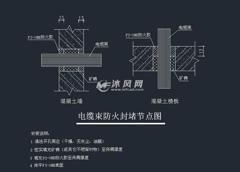 电气防火封堵节点图