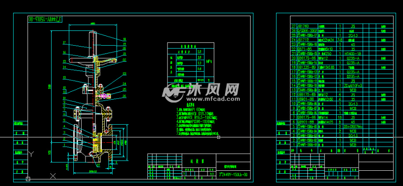 3寸撑开式双闸板平板闸阀 - AutoCAD泵阀类图