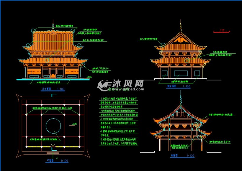 某两层古建筑cad设计施工图