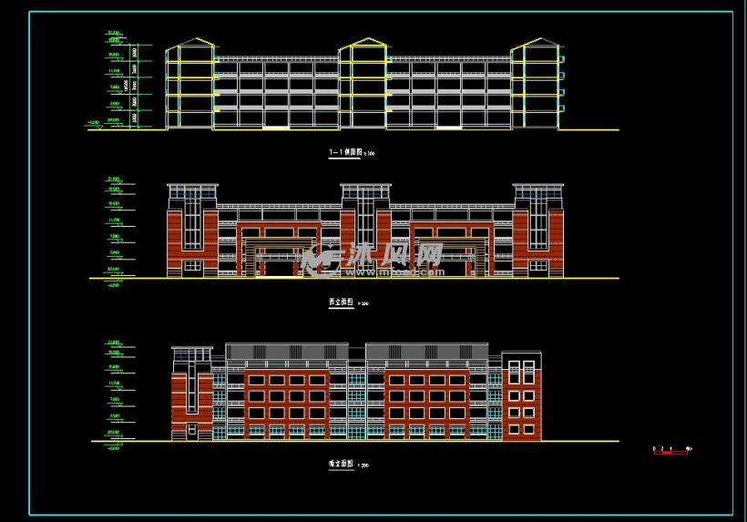 某高中教学楼CA施工方案设计图 - cad中学建筑
