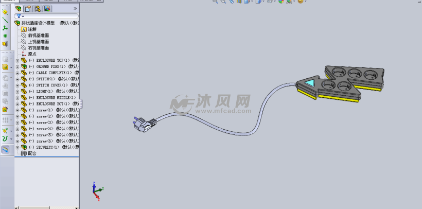 排线白字v白字模型-solidworks生活用品类黑底cad模型插座中全部变成图纸图片