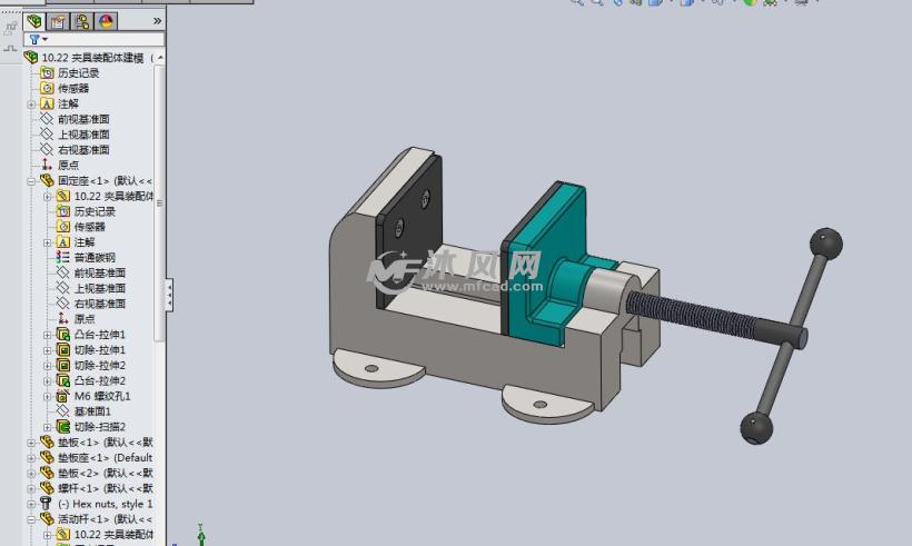 solidworks手动夹紧机构模型