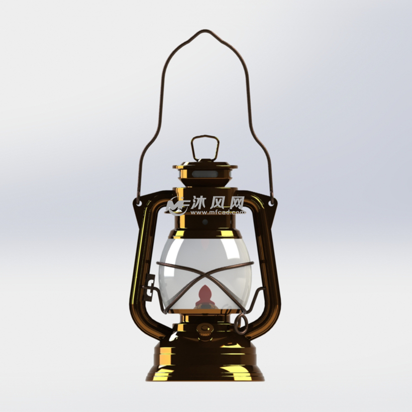 古代仿古煤油灯设计模型 - solidworks生活用品